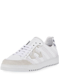 Off-White Co Virgil Abloh Perforated Leather Suede Low Top Sneaker White