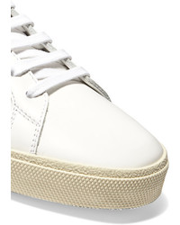 Saint Laurent Court Classic Appliqud Leather Sneakers White