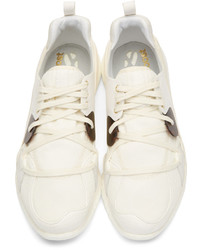 Y-3 Cream Textile Leather Low Top Boost Sneakers