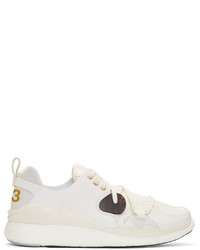 Y-3 Cream Textile Leather Low Top Boost Sneakers