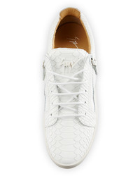 Giuseppe Zanotti Croc Embossed Leather Low Top Sneakers