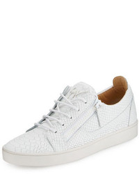 Giuseppe Zanotti Croc Embossed Leather Low Top Sneakers
