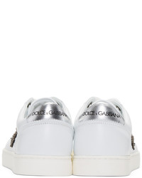Dolce & Gabbana Dolce And Gabbana White Embroidered Bee Crown Sneakers