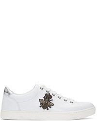 Dolce & Gabbana Dolce And Gabbana White Embroidered Bee Crown Sneakers