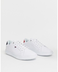Tommy Hilfiger Essential Leather Icon Logo Trainer In White