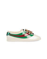 Gucci Falacer Patent Leather Sneakers With Web