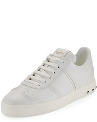 Valentino Garavani Fly Crew Lace Up Leather Low Top Sneaker White