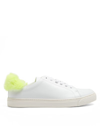 Anya Hindmarch Fur Trimmed Low Top Leather Trainers