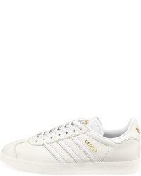adidas Gazelle Leather Lace Up Sneaker White
