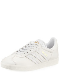 adidas Gazelle Leather Lace Up Sneaker White