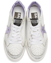 Golden Goose Deluxe Brand Golden Goose White And Purple Ball Star Sneakers