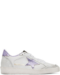 Golden Goose Deluxe Brand Golden Goose White And Purple Ball Star Sneakers