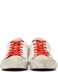 Golden Goose Deluxe Brand Golden Goose White And Red Superstar Sneakers
