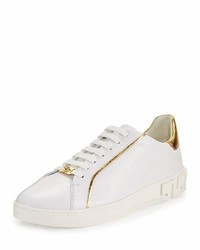 Versace Golden Trim Leather Low Top Sneaker White