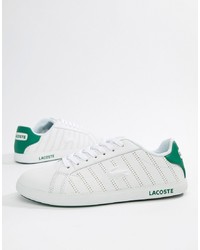 Lacoste Graduate 318 White Leather Trainers With With Green Tri