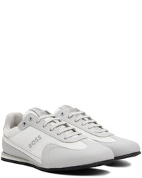 BOSS Gray White Paneled Sneakers