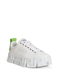 Versace Greca Platform Sneaker In White Neon Green White At Nordstrom