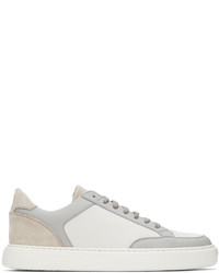 Brunello Cucinelli Grey White Leather Low Sneakers