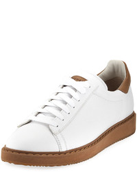 Brunello Cucinelli Icaro Leather Low Top Sneaker White