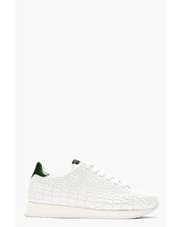 Kris Van Assche Krisvanassche White Croc Embossed Low Top Sneakers