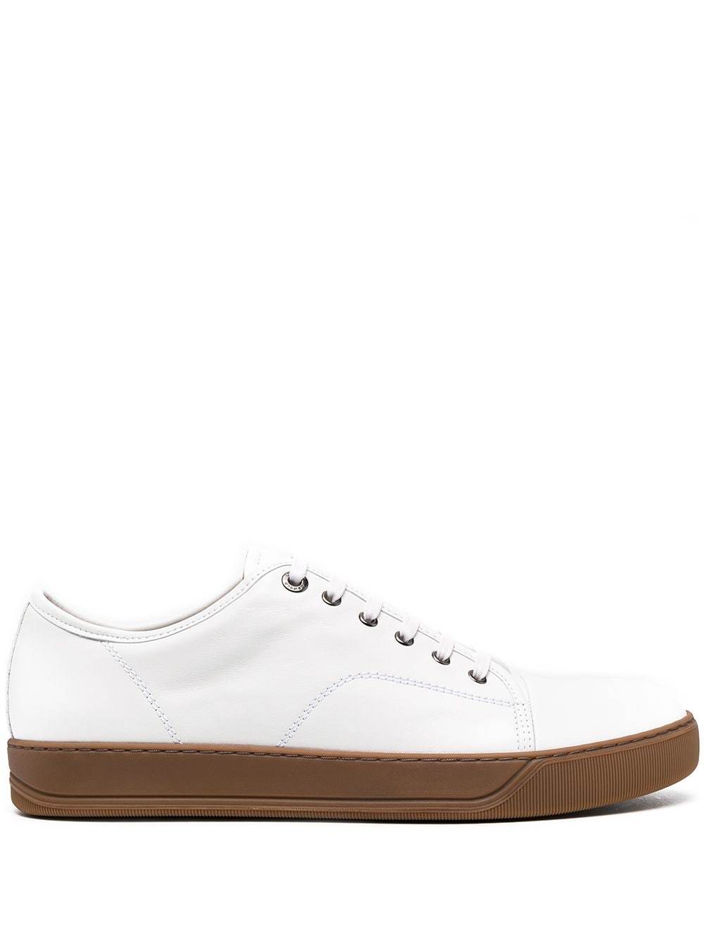 Lanvin Lace Up Leather Sneakers, $400 | farfetch.com | Lookastic