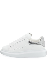Alexander McQueen Lace Up Low Top Wedge Sneaker Whitegray