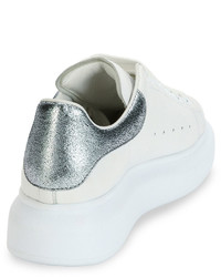 Alexander McQueen Lace Up Low Top Wedge Sneaker Whitegray