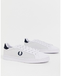 Fred Perry Lawn Leather Mesh Trainers In White