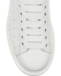 Alexander McQueen Leather And Suede Exaggerated Sole Sneakers White