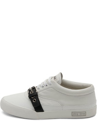 Miu Miu Leather Buckle Low Top Sneaker Whiteblack
