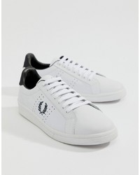 Fred Perry Leather Contrast Wreath Trainers In White