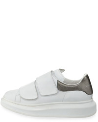 Alexander McQueen Leather Low Top Lace Up Sneaker Whiteblack Pearl