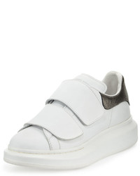 Alexander McQueen Leather Low Top Lace Up Sneaker Whiteblack Pearl