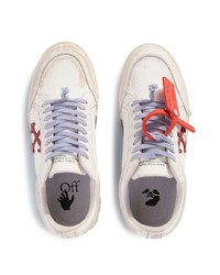 Off-White Leather Low Vulcanized Distressed Sneakers