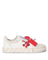 Off-White Leather Low Vulcanized Distressed Sneakers