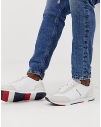 Tommy Hilfiger Leather Material Mix Logo Trainer In White