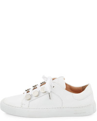 Carven Leather Studded Low Top Sneakers White