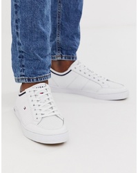 Tommy Hilfiger Leather Trainer With And Sole Branding In White