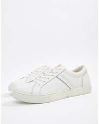 Versace Jeans Leather Trainers With Logo In White