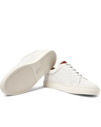 Brunello Cucinelli Leather Trimmed Suede Sneakers