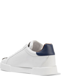 Dolce & Gabbana Logo Appliqud Leather Sneakers White