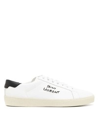 Saint Laurent Logo Embroidered Leather Sneakers