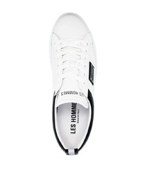 Les Hommes Logo Patch Leather Sneakers