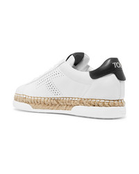 Tod's Logo Perforated Leather Espadrille Sneakers
