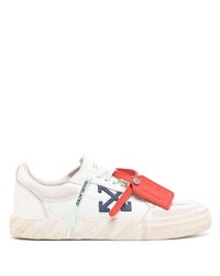 Off-White Low Vulcanized Distressed Leather Sneakers