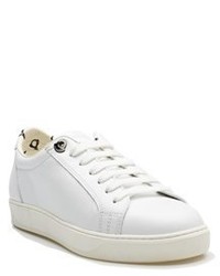 Moncler Maifi Calf Leather Low Top Lace Up Flat Sneaker Shoes White Penguin