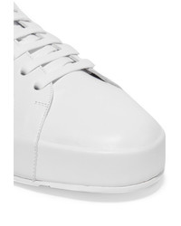 Jil Sander Metallic Trimmed Leather Sneakers White