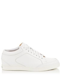 Jimmy Choo Miami White Calf Leather Low Top Trainers