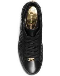 Michael Kors Michl Kors Breck Logo Embossed Leather Sneaker
