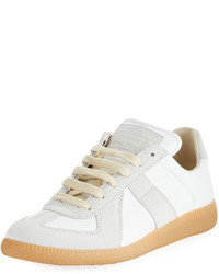 Maison Margiela Mixed Leather Low Top Lace Up Sneaker